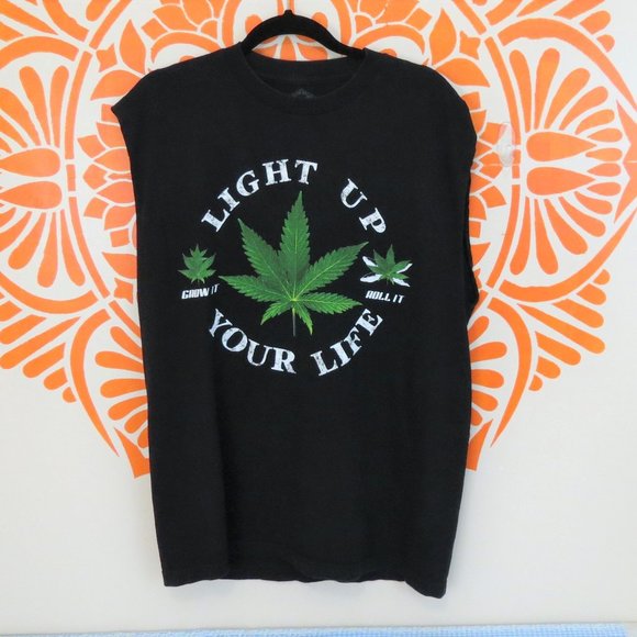 Fresh Teez Other - Light Up Your Life Black Cut Off T-Shirt L